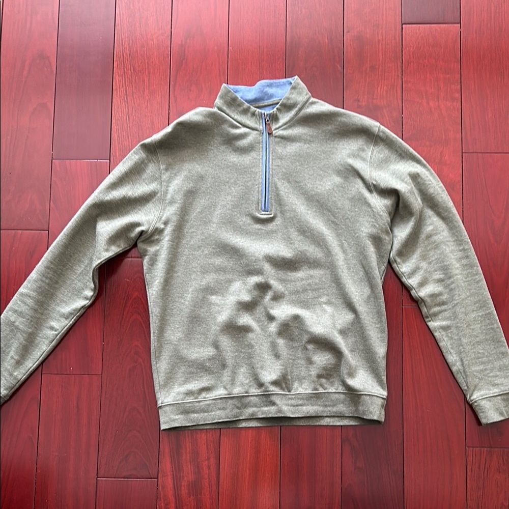 Men's Olive Green Quarter-Zip Sweater - M - Johnnie-O